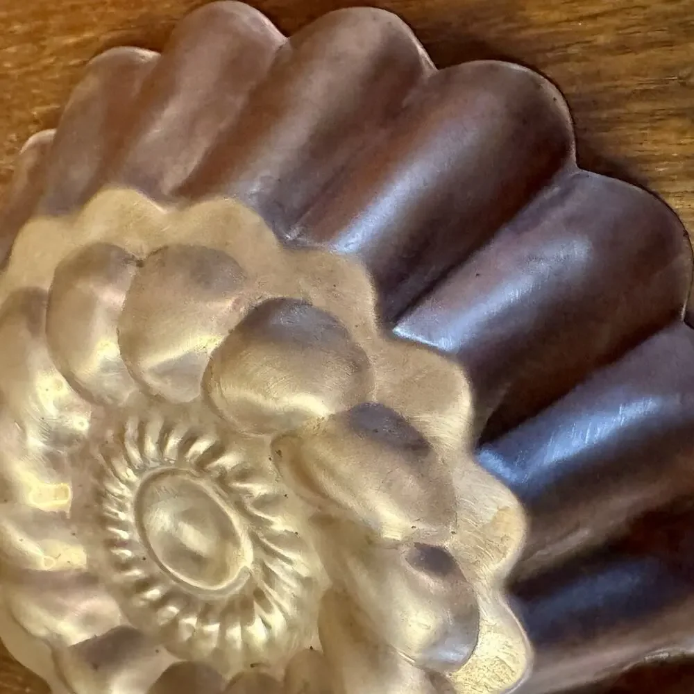 Vintage Copper Tin Lined Jell-O Mold Floral Flower O.D.I. Made in Korea 9.25”